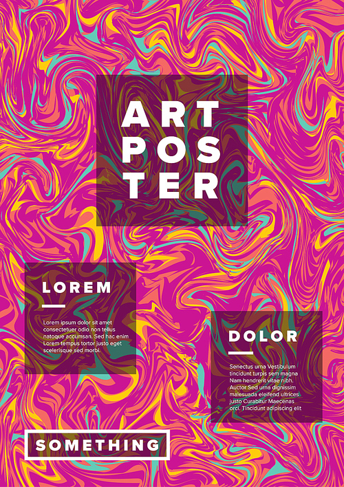 Modern vector art poster template for art exhibition, gallery, concert or dance party with abstract marble pattern