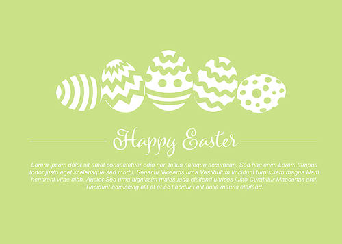 Modern minimalist pastel green happy easter card with white decorated eggs