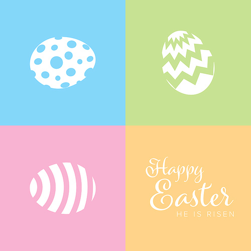 Vector simple easter card template with decorated easter eggs