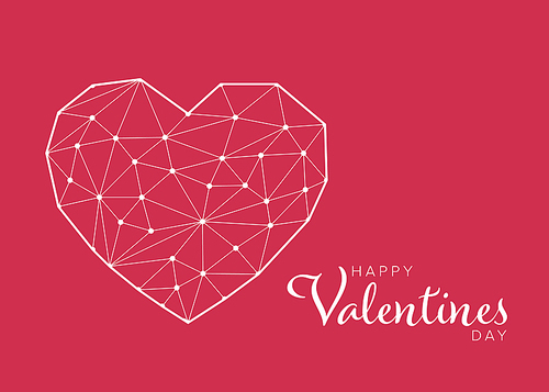 Modern valentines or wedding card template with heart made from triangles