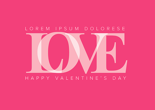 Minimalist vector vlaentines card template with big love lettering