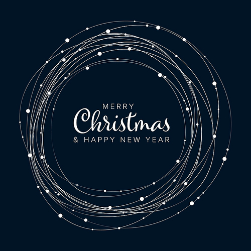 Minimalist Christmas flyer  card temlate with white snowflakes on dark background