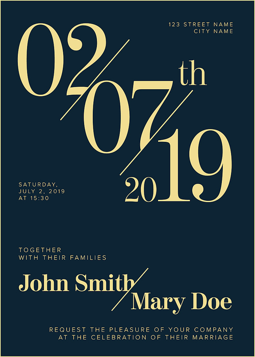 Vector Typography Wedding invitation with big numbers