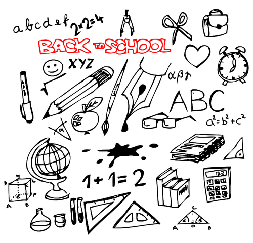 Back to school - set of school doodle illustrations