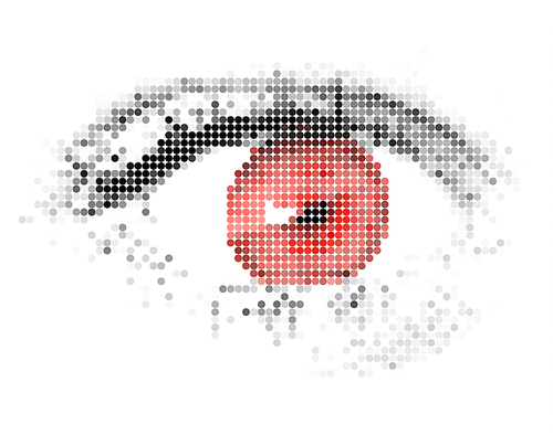 Abstract human - digital - red eye made from circles