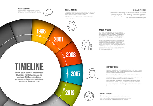 Vector Infographic timeline template made from colorful wheel