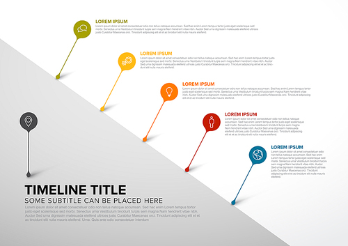 Colorful vector infographic diagonal timeline report template with bubbles - light version