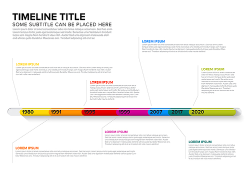 Vector Infographic Company Milestones glassy Timeline Template