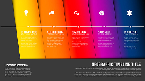 Vector Infographic Company Milestones Timeline Template with hot  diagonal stripes