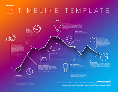 Vector Infographic timeline report template with minimalistic graph