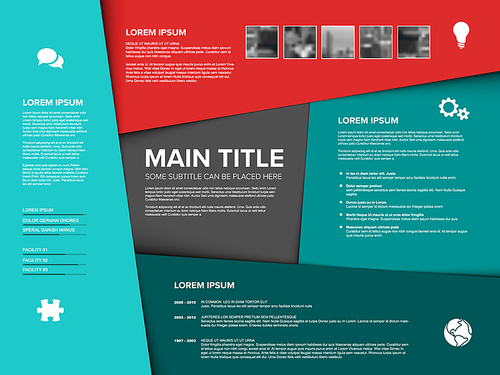 Vector Multipurpose Infographic diagram template with color sections, texts, photos and icons