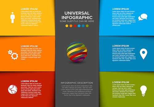 Vector multipurpose Infographic template made from seven color content blocks