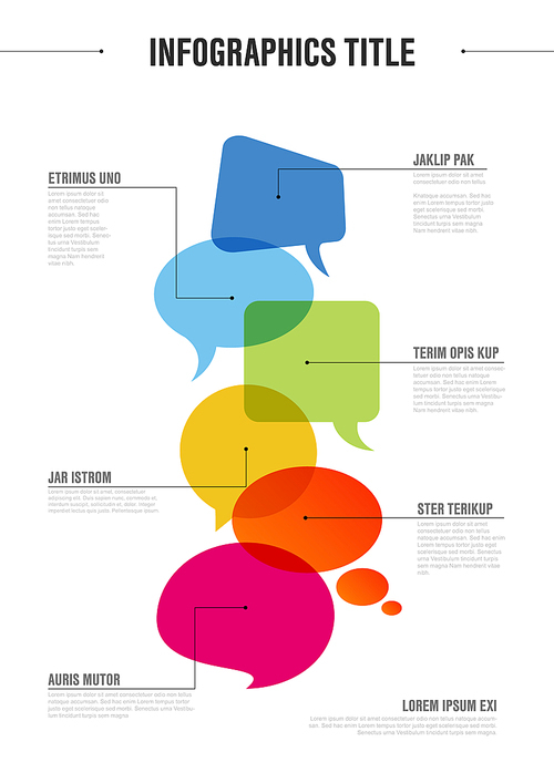 Vector vertical abstract Communication infographic template with idea bubbles - light version