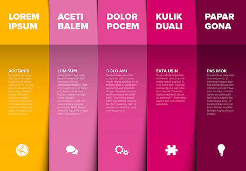 Vector multipurpose Infographic template made from five color content blocks