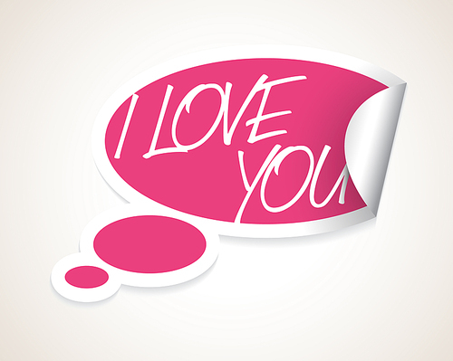 Vector I Love You speech bubble as sticker / label with white border