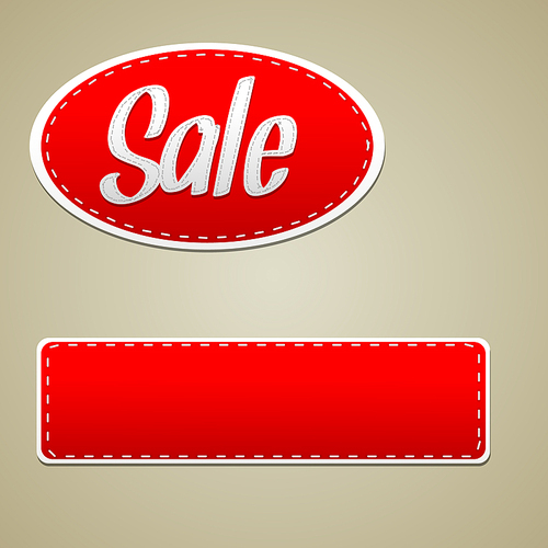 Vector Red sale stitched label - oval and rectangle