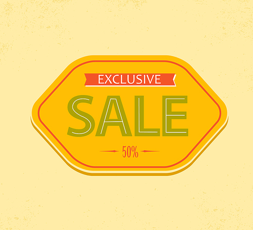 Old retro vector vintage sale label - red, yellow and green