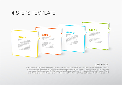 One two three four vector progress template for four steps or options on the 3d square blocks
