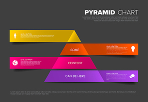 Vector solid Infographic Pyramid chart diagram template with icons - dark red colors