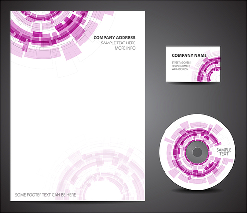 Purple Design template set - business card, cd, paper