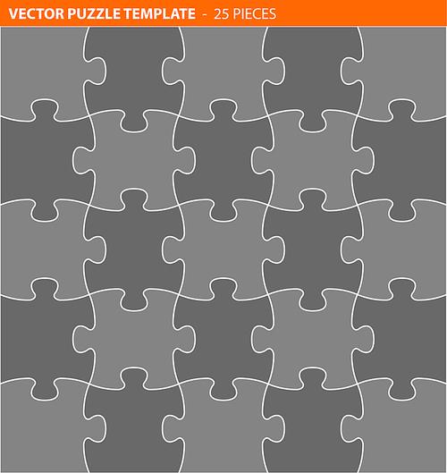 Complete vector puzzle / jigsaw template - 25 pieces