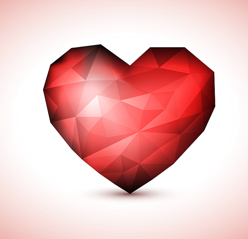 Red Diamond jewel heart - Valentines element for a card