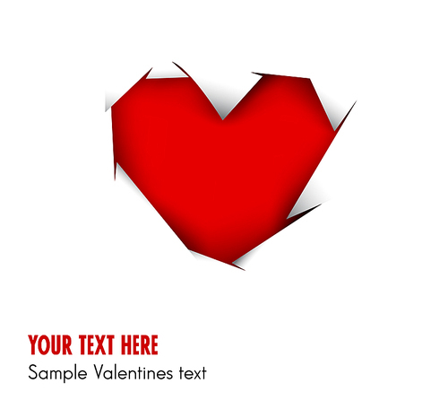 Red Heart cut out of white paper - vector valentines card