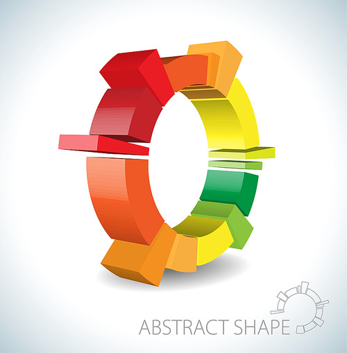Colorful abstract 3D shape on light background