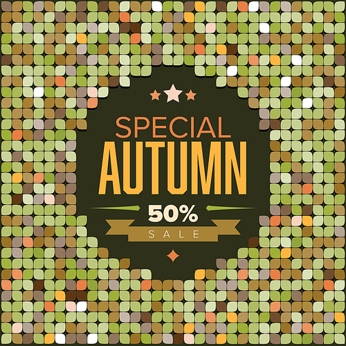 Vector Retro colorfull leafs flyer with sample text (autumn sale)