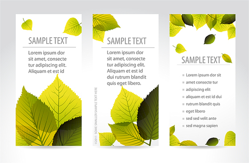 Fresh natural vertical banners with leafs and sample text