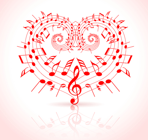 Valentines day music theme - notes thats make a heart