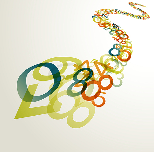 Abstract retro background with colorful rainbow numbers