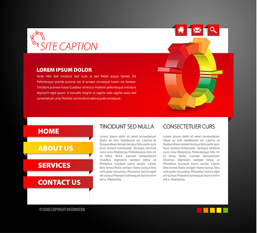Modern web page template - with 3d navigation items