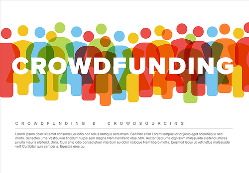 Vector minimalistic crowdsourcing / crowdfunding concept made from people icons