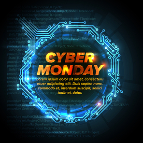 Cyber monday flyer template with electronic circuit and place for your text