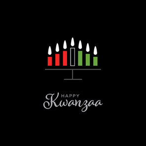 Happy kwanzaa card template with seven candles and place for your text content
