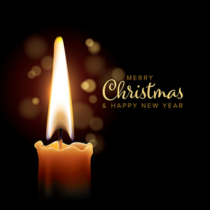 Vector christmas card - realistic candle in the night with place for your content