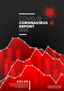 Coronavirus report template cover page - red version with graphs and numbers