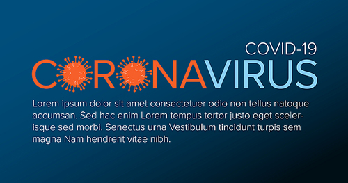 Vector banner header template with coronavirus illustration, icons and place for your information - blue  red version