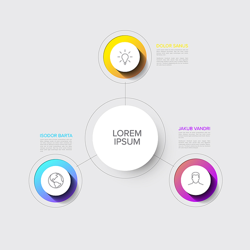 Vector multipurpose Infographic template with three elements options and modern colors on a white  background