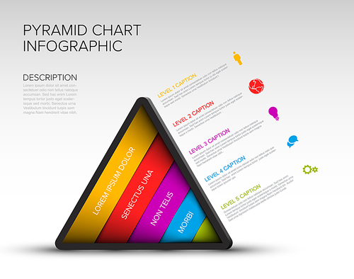 layers pyramid or funnel infographic template - light color reverse funnel infochart on white