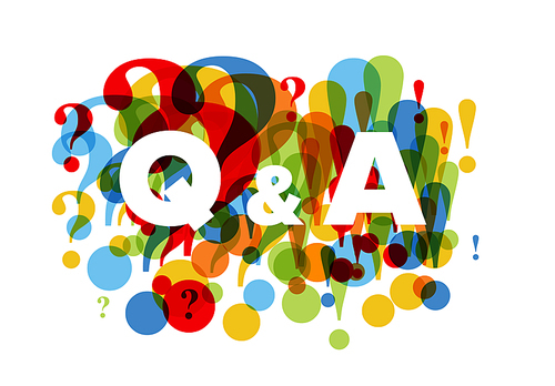Question and Answers concept illustration template with big Q and A letters - frequentaly qustions and answers section icon, header image made from question and exclamation mark