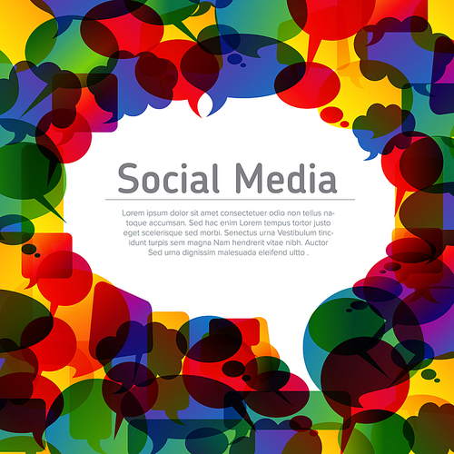Social media concept illustration with speech bubbles and place for your text content