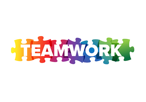 teamwork lettering template made from puzzle pieces with teamwork text in the . teamwork concept illustration article header banner