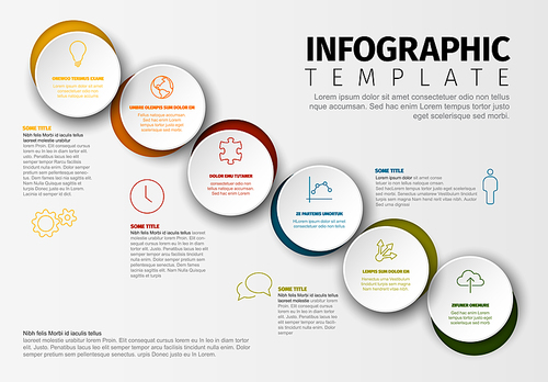 Vector Minimalist colorful Infographic report template with circle blocks