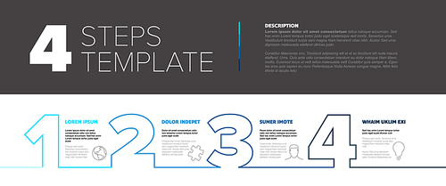 One two three four - vector progress template for four steps or options - light  blue version