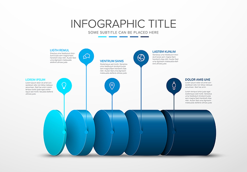 Vector Infographic layers template with five levels for material structure - blue template layout
