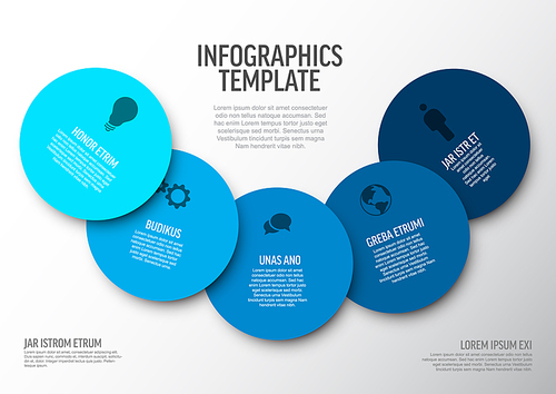Vector Minimalist colorful Infographic template with circle cards - light blue version