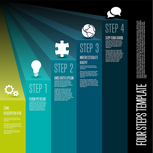 Vecotr Infographic steps diagram template for workflow, business schema or procedure diagram - vertical version with icons