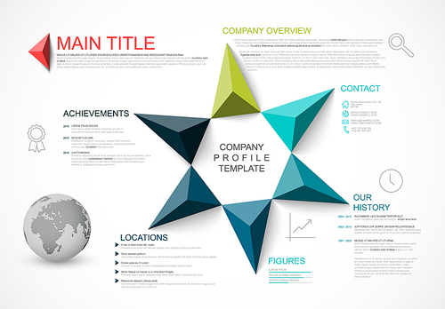Company infographic overview design template with triangles